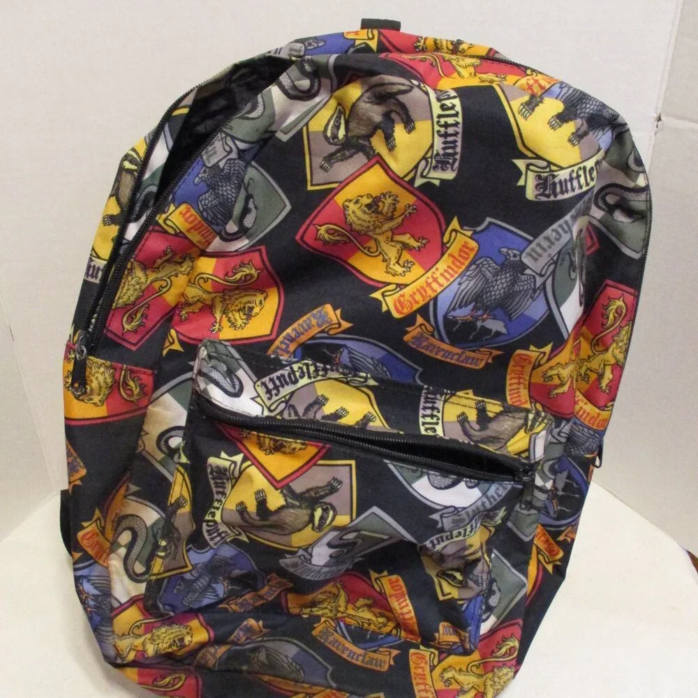 Harry Potter Backpack Men Medium Black Yellow Red Blue Top Zip School Hotel Bag